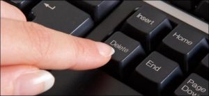 Finger pressing delete button