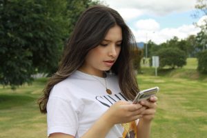 Girl looking at cell phone