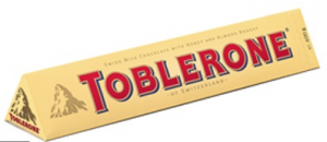 Toblerone Chocolate's Distinctive shape is an inherent part of its brand packaging.