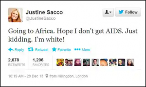 Tweet from Justine Sacco