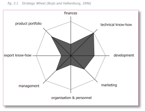 Strategy wheel showing various company strengths