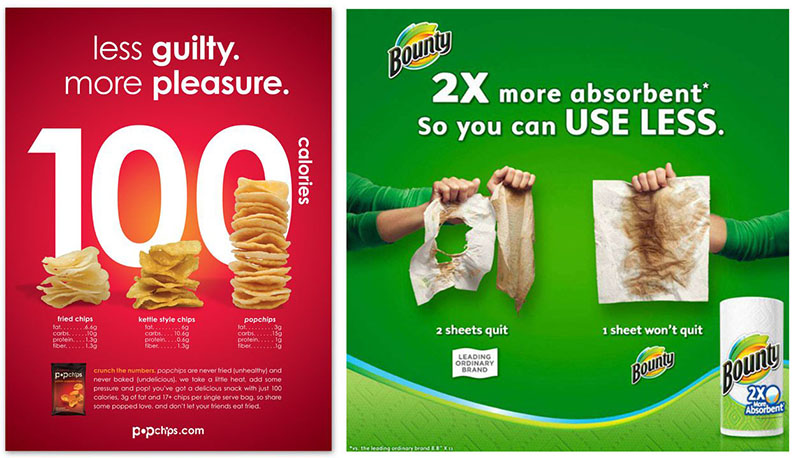 Rational appeals in ads for PopChips and Bounty