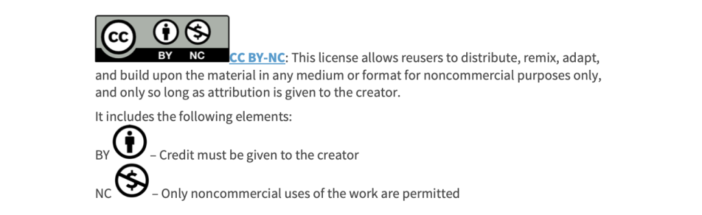 Creative Commons Attribution Non-Commercial License