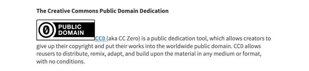 Creative Commons Public Domain License