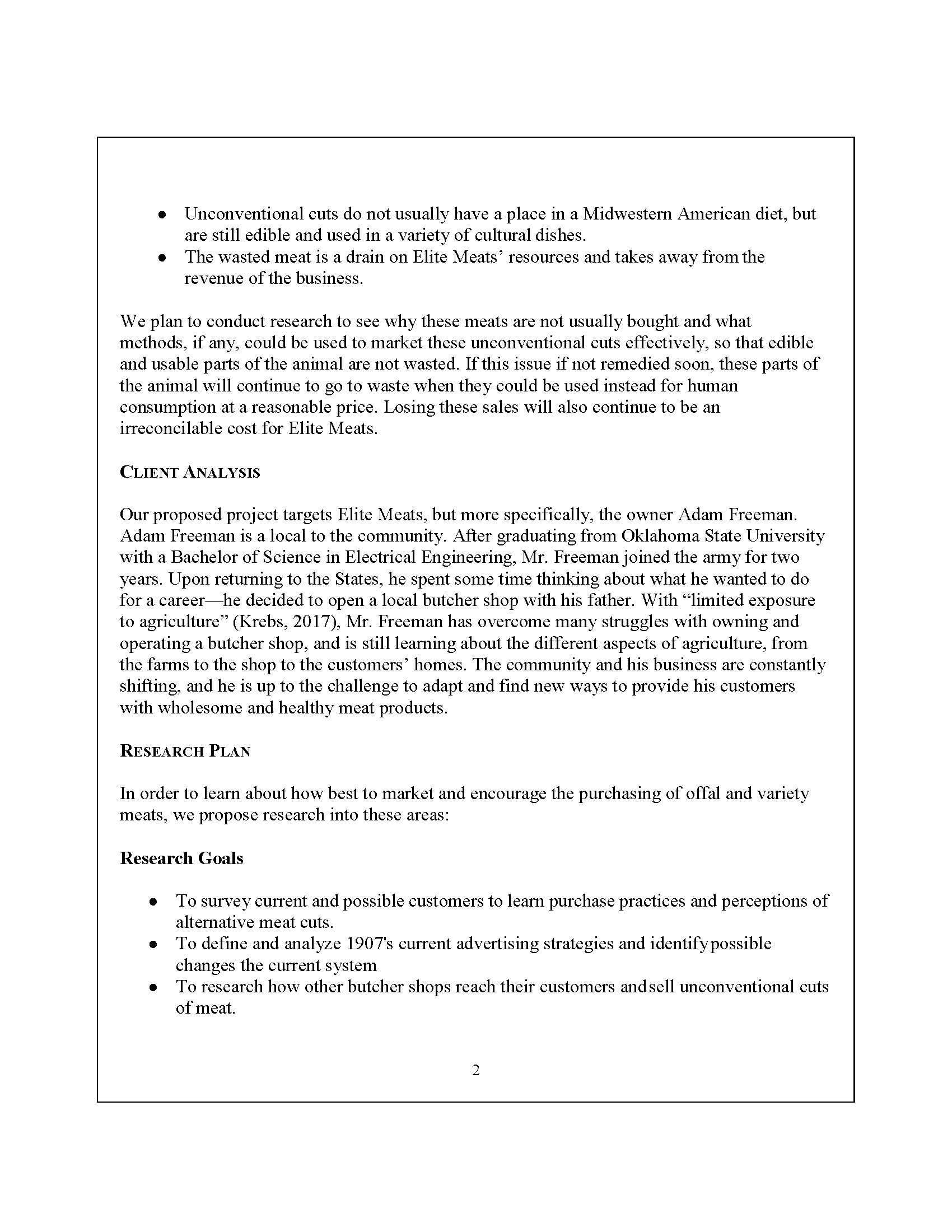 Page 2 of Proposal example